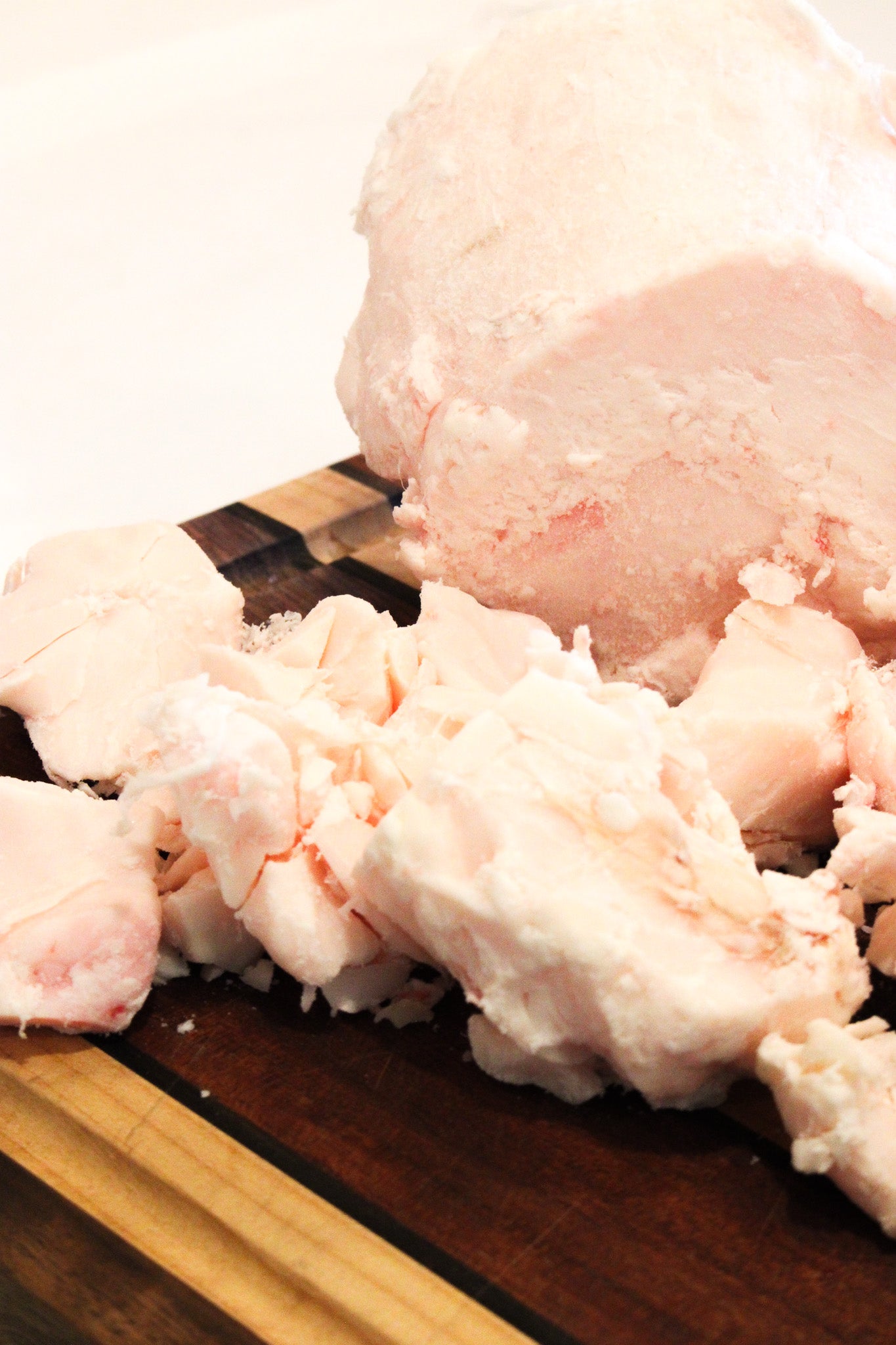 raw beef tallow before processing on table