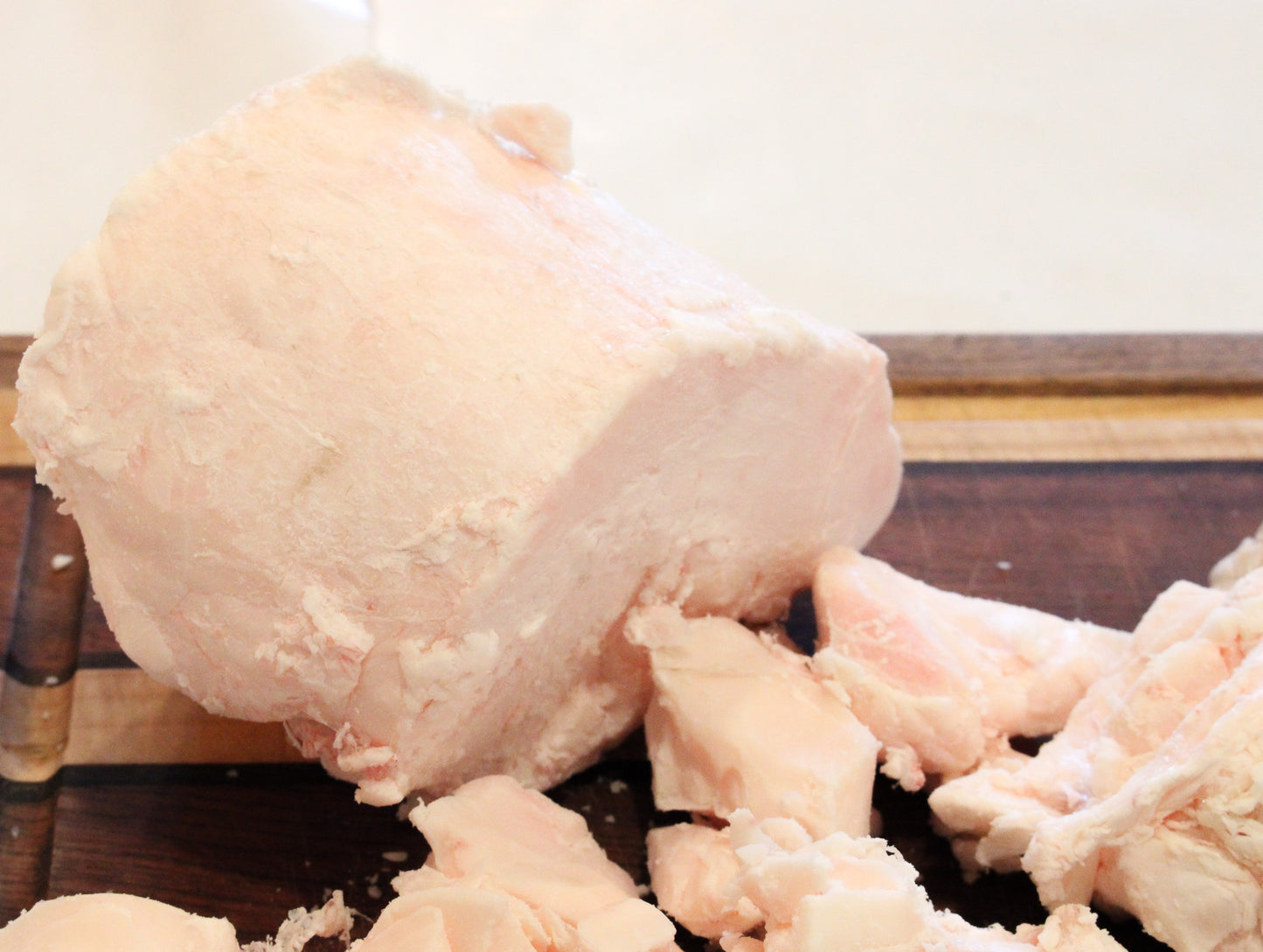 raw suet on a cutting board