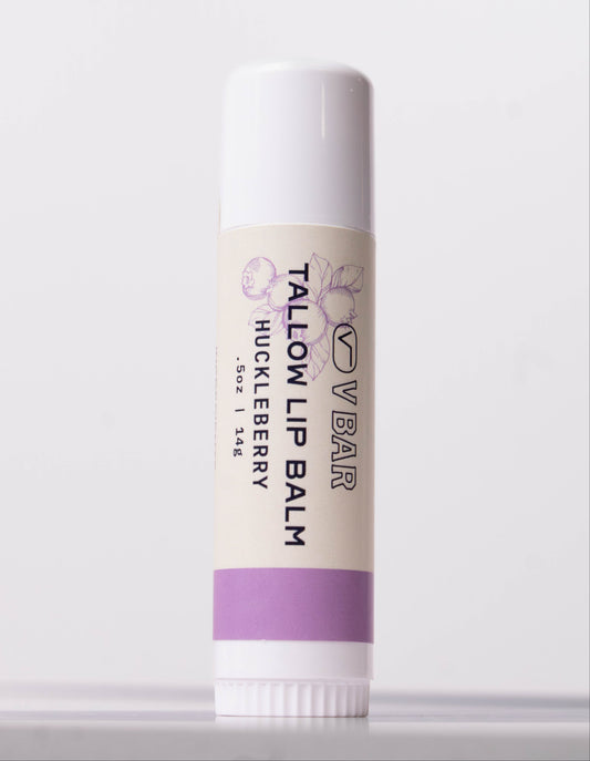Natural tallow lip balm made from grass-fed beef suet for dry lips and sourced from Montana ranches