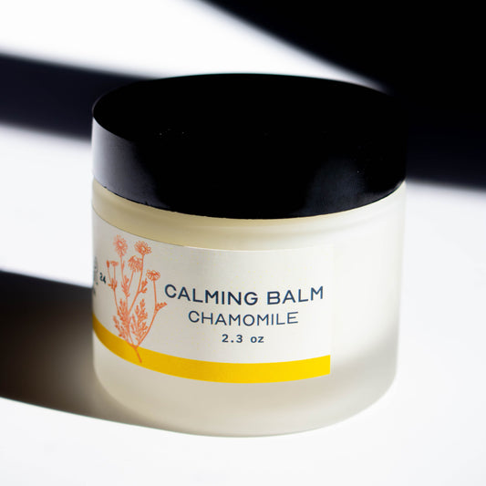 jar of Vbar Montana calming chamomile tallow balm, made from grass fed beef suet for those with sensitive skin 