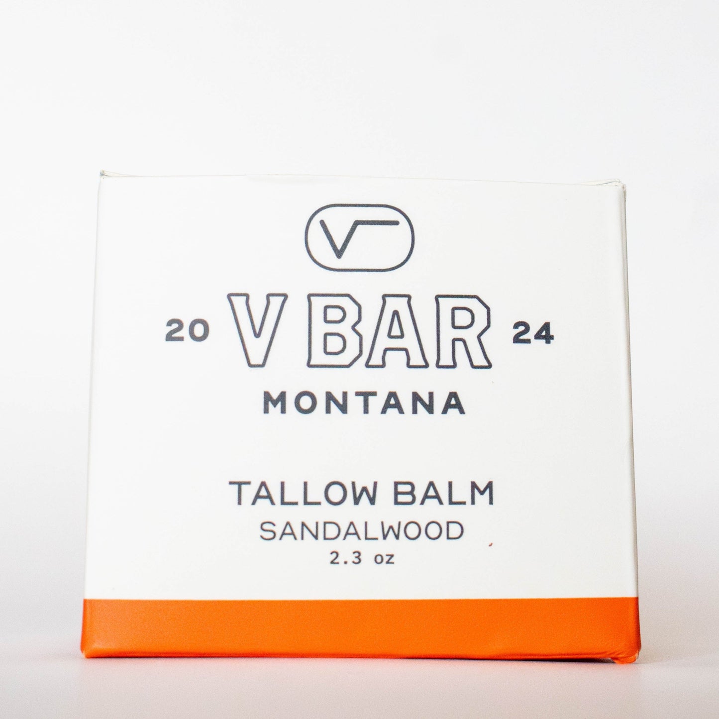 Vbar Montana tallow balm packaging showcasing a sandalwood scent