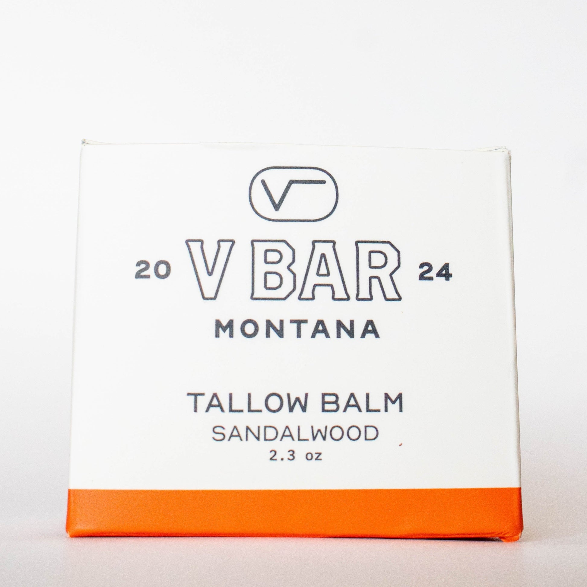 Vbar Montana tallow balm packaging showcasing a sandalwood scent